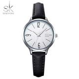 mohamed-imourig - Shengke Fashion Female's Watches White Leather Girl Wristwatches Simple Women Quartz Clock Comfortable Buckle Round Case Hour - mohamed imourig - 