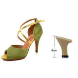 mohamed-imourig - Ladingwu Ladies Dance Shoes Light Green Latin Dance Shoes Women Satin High Heel Ballroom Salsa Shoes Dancing Sandals For Women's - mohamed imourig - 