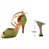 mohamed-imourig - Ladingwu Ladies Dance Shoes Light Green Latin Dance Shoes Women Satin High Heel Ballroom Salsa Shoes Dancing Sandals For Women's - mohamed imourig - 