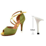 mohamed-imourig - Ladingwu Ladies Dance Shoes Light Green Latin Dance Shoes Women Satin High Heel Ballroom Salsa Shoes Dancing Sandals For Women's - mohamed imourig - 