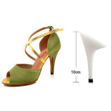 mohamed-imourig - Ladingwu Ladies Dance Shoes Light Green Latin Dance Shoes Women Satin High Heel Ballroom Salsa Shoes Dancing Sandals For Women's - mohamed imourig - 