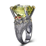 mohamed-imourig - DreamCarnival 1989 Highly Recommend Hot Sell Big Ring for Women Genuine Cut Olivine Oval Zircon Must Have Party Jewelry WA11616 - mohamed imourig - 