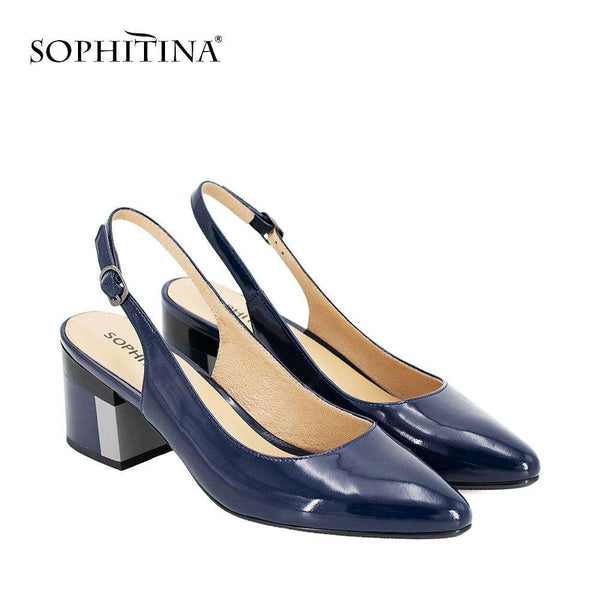 mohamed-imourig - SOPHITINA Shoes Patent Leather Sexy Party Lady Sandals Pointed Toe Pumps Colorful Square Heel Buckle Strap Classics Shoes S23 - mohamed imourig - 