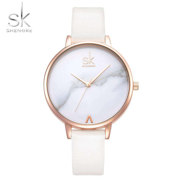 mohamed-imourig - Shengke Top Brand Fashion Ladies Watches Leather Female Quartz Watch Women Thin Casual Strap Watch Reloj Mujer Marble Dial SK - mohamed imourig - 
