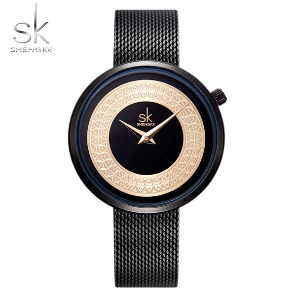 mohamed-imourig - Shengke Dress Female Watch Women Metal Mesh Fashion Clock Vintage Design Ladies Watch Luxury Brand Classical Bayan Kol Saati - mohamed imourig - 