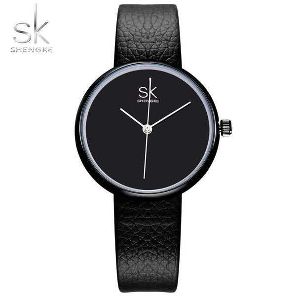 mohamed-imourig - Shengke Watches Women Quartz Clock Top Brand Watches Leather Women Watch Causal Black White Simple Wristwatch Montre Femme 2017 - mohamed imourig - 