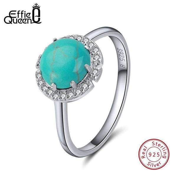 mohamed-imourig - Effie Queen Real 925 Sterling Silver Rings For Women Turquoises Pave Setting AAA Cubic Zircon Female Ring Wedding Jewelry BR55 - mohamed imourig - 