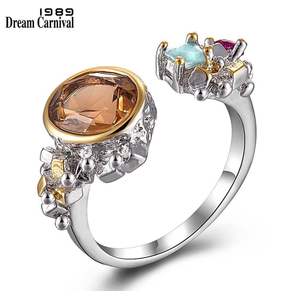 mohamed-imourig - DreamCarnival 1989 Women Vintage Engagement Wedding Ring Light Brown Zircon Jewelry Open Ends Fashion Must Have Jewelry WA11643 - mohamed imourig - 