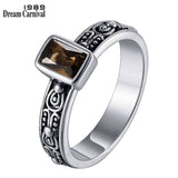 DreamCarnival 1989 Antique Solitaire Wedding Engagement Rings Women Light Blue Stone Chic Daily Fashion Vintage Jewelry WA11266C