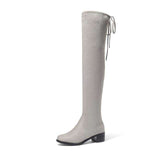 mohamed-imourig - QUTAA 2020 Women Winter Boots Fashion All Match Elastic Fabric Over The Knee High Shoes Square Mid Heel Women Boots Size 34-43 - mohamed imourig - 