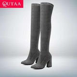mohamed-imourig - QUTAA 2020 Women Over The Knee High Boots Fashion All Match Pointed Toe Winter Shoes Elegant All Match Women Boots Size 34-43 - mohamed imourig - 