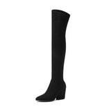 mohamed-imourig - QUTAA 2020 Women Over The Knee High Boots Hoof Heels Winter Shoes Pointed Toe Sexy Elastic Fabric  Women Boots Size 34-43 - mohamed imourig - 