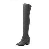 mohamed-imourig - QUTAA 2020 Women Over The Knee High Boots Hoof Heels Winter Shoes Pointed Toe Sexy Elastic Fabric  Women Boots Size 34-43 - mohamed imourig - 
