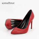 mohamed-imourig - SOPHITINA Wedding Shoes Fashion Red Genuine Leather Pointed Toe Pumps For Girl Gold Wire 10CM Thin Heels Party Pumps Woman MC43 - mohamed imourig - 